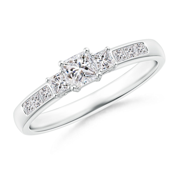 3.5mm IJI1I2 Classic Three Stone Princess-Cut Diamond Promise Ring in White Gold 
