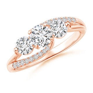 4.9mm HSI2 Three Stone Diamond Split Bypass Ring in Rose Gold