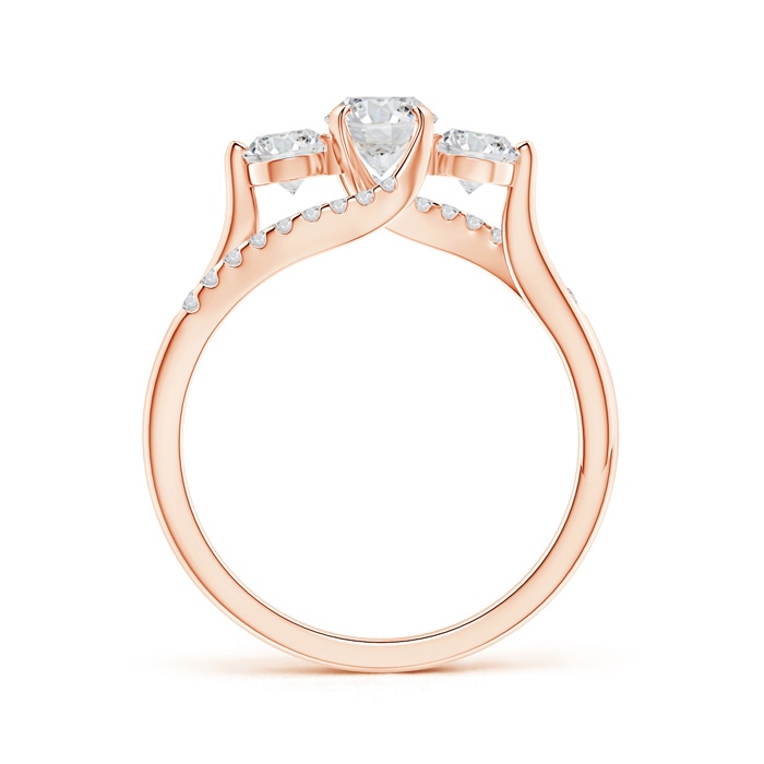 4.9mm HSI2 Three Stone Diamond Split Bypass Ring in Rose Gold side-1