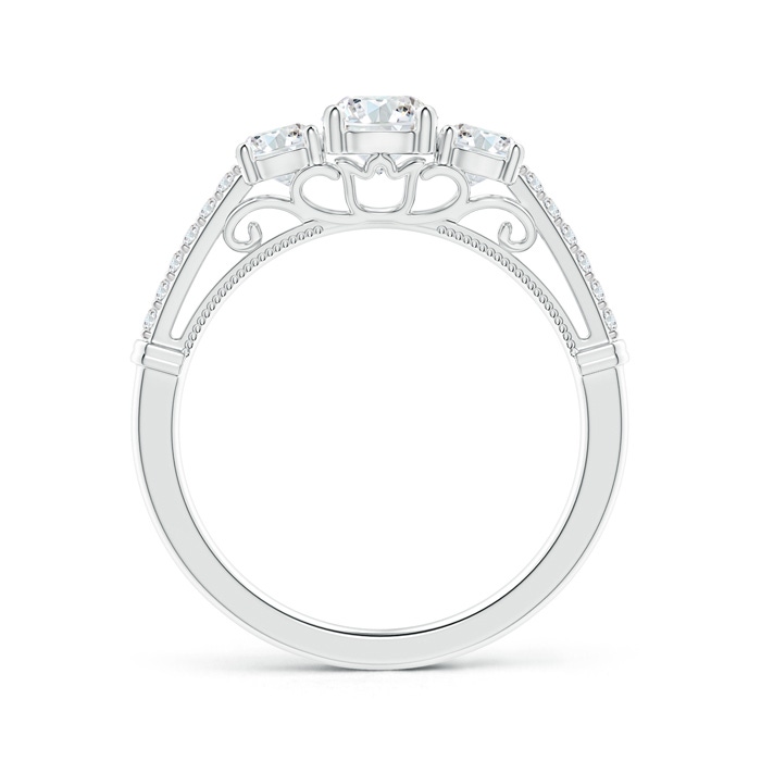 5mm GVS2 Three Stone Diamond Cathedral Engagement Ring in 9K White Gold Product Image