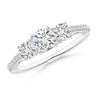 5mm HSI2 Three Stone Diamond Cathedral Engagement Ring in 9K White Gold