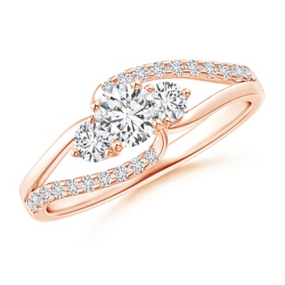 4.5mm HSI2 Round Diamond Three Stone Split Shank Ring in Rose Gold