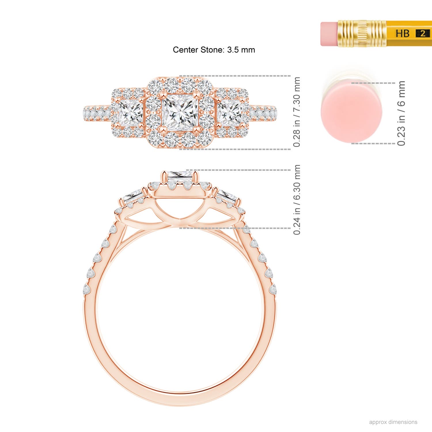 H, SI2 / 0.87 CT / 14 KT Rose Gold