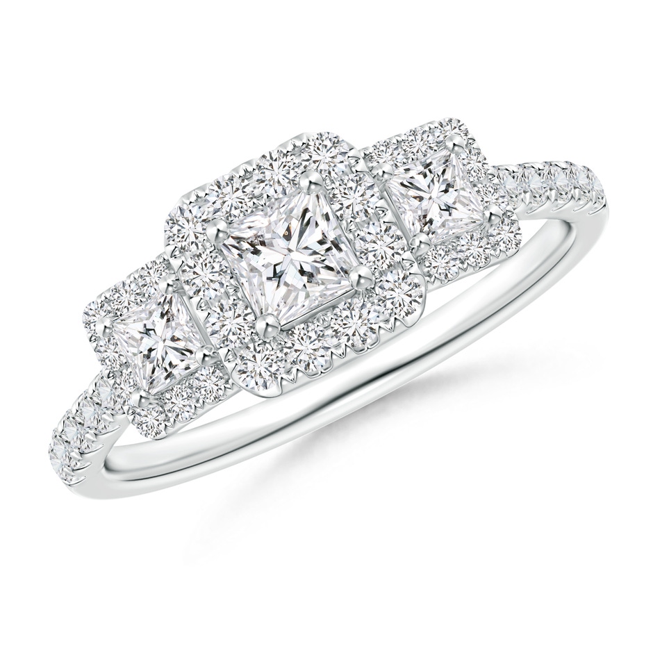 3.5mm HSI2 Princess-Cut Triple Diamond Halo Engagement Ring in White Gold 