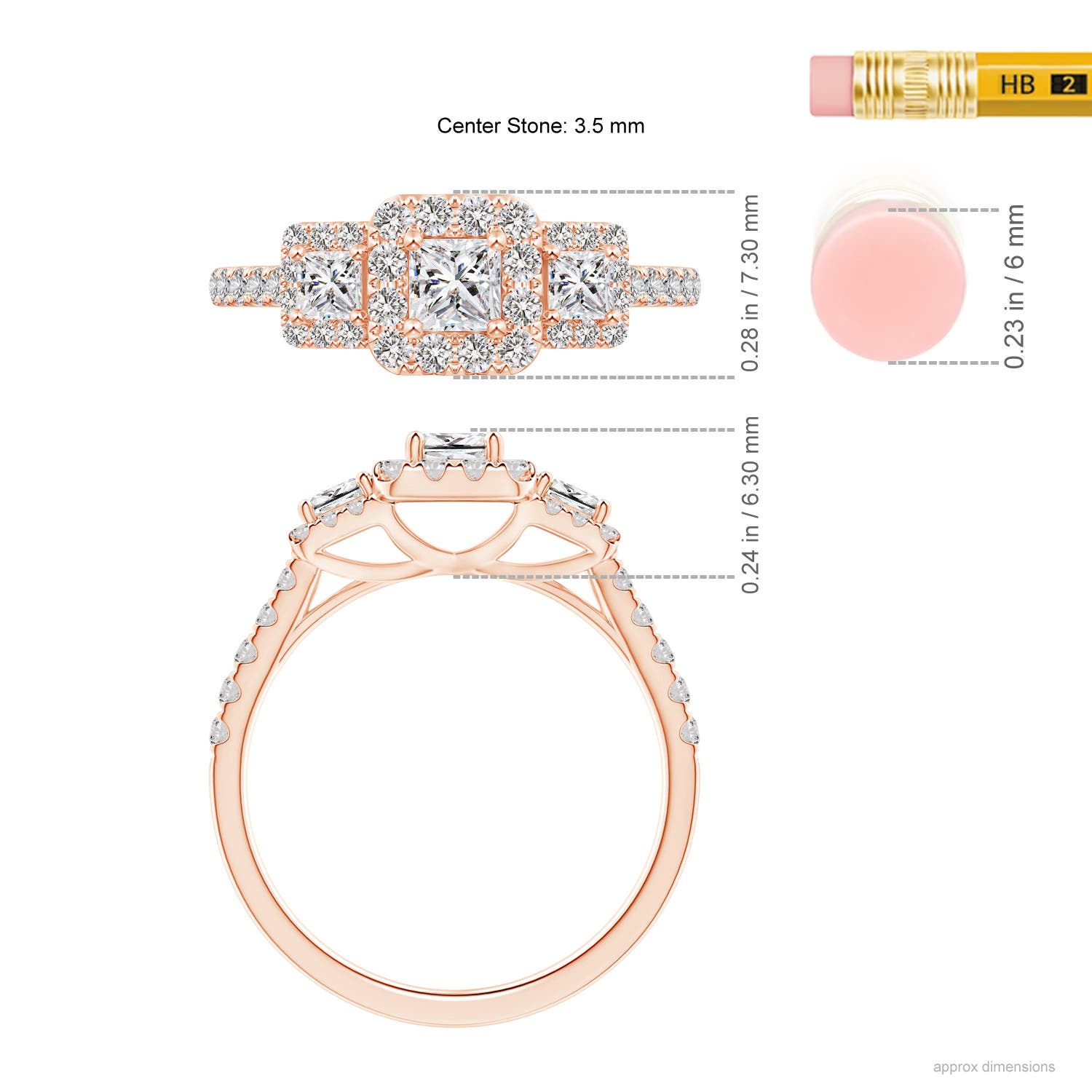 I-J, I1-I2 / 0.87 CT / 14 KT Rose Gold