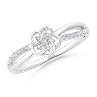 1.3mm GVS2 Round Clustre Diamond Daisy Flower Ring in 9K White Gold