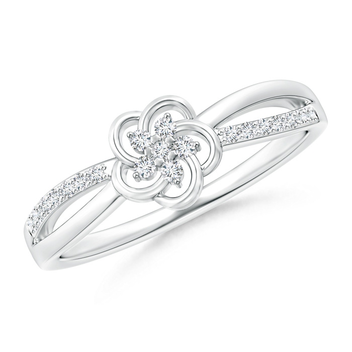 1.3mm GVS2 Round Clustre Diamond Daisy Flower Ring in White Gold