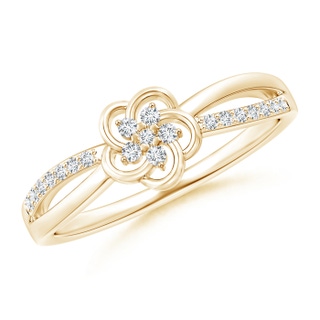 1.3mm GVS2 Round Clustre Diamond Daisy Flower Ring in Yellow Gold