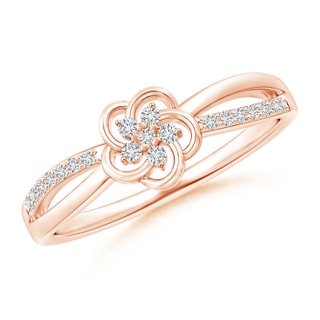 1.3mm HSI2 Round Clustre Diamond Daisy Flower Ring in Rose Gold