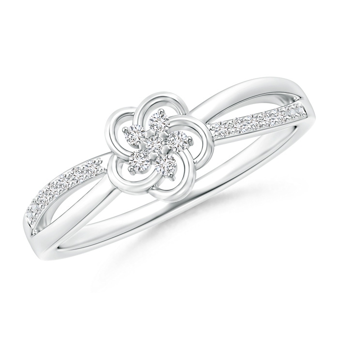 1.3mm HSI2 Round Clustre Diamond Daisy Flower Ring in White Gold