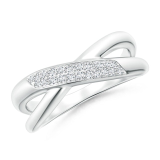 1.2mm GVS2 Domed Pavé Diamond Studded Crossover Ring in White Gold