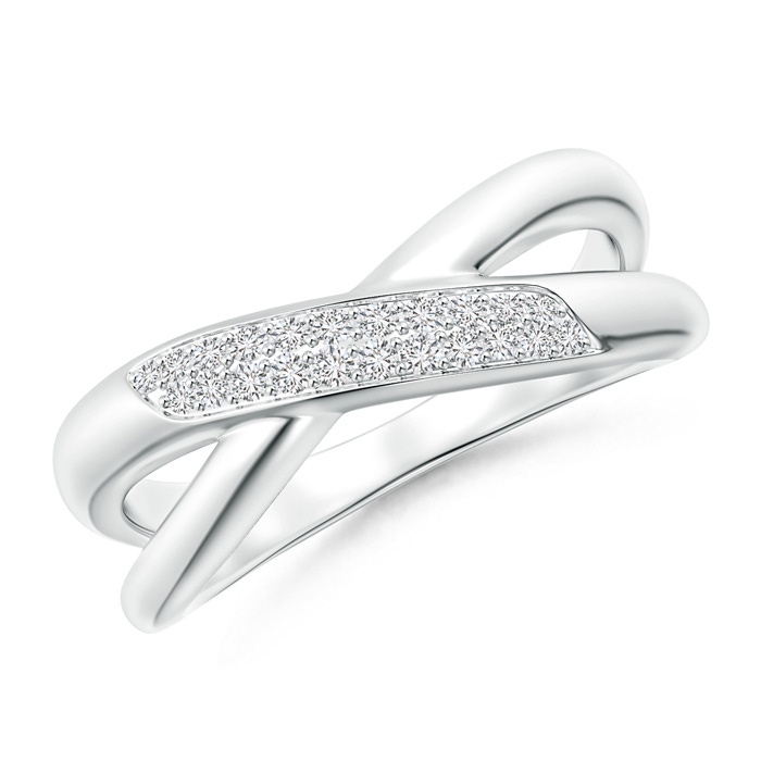 1.2mm HSI2 Domed Pavé Diamond Studded Crossover Ring in White Gold 