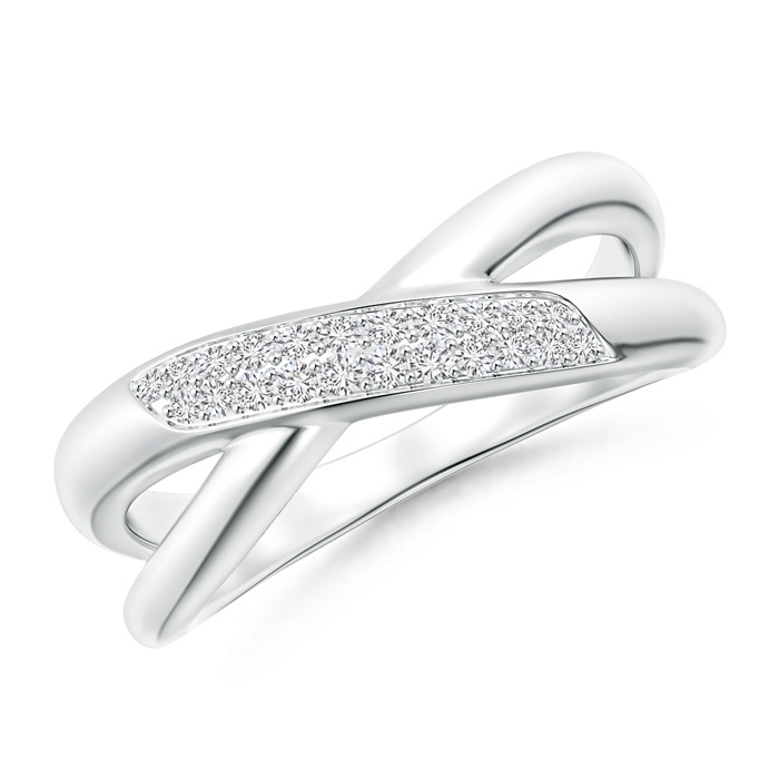 1.2mm HSI2 Domed Pavé Diamond Studded Crossover Ring in White Gold
