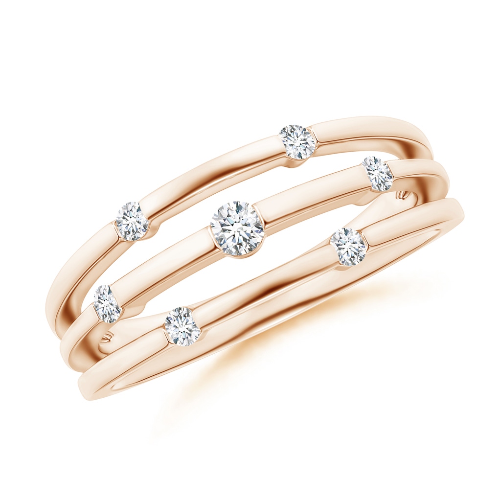 2.5mm GVS2 Triple Row Dotted Diamond Orbit Ring in Rose Gold