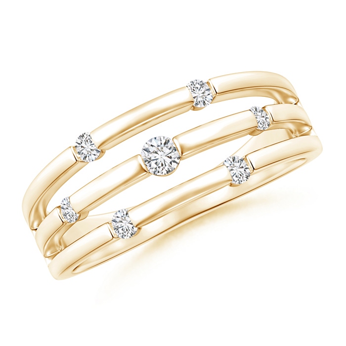 2.5mm HSI2 Triple Row Dotted Diamond Orbit Ring in 9K Yellow Gold