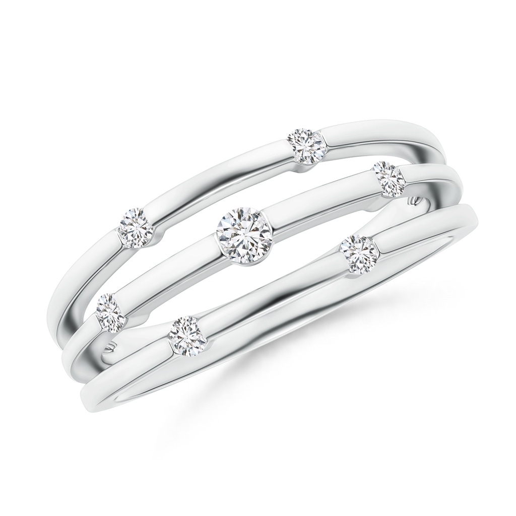 2.5mm HSI2 Triple Row Dotted Diamond Orbit Ring in White Gold