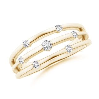 2.5mm HSI2 Triple Row Dotted Diamond Orbit Ring in Yellow Gold