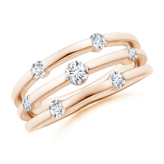 3.3mm GVS2 Triple Row Dotted Diamond Orbit Ring in Rose Gold