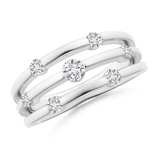 3.3mm HSI2 Triple Row Dotted Diamond Orbit Ring in White Gold