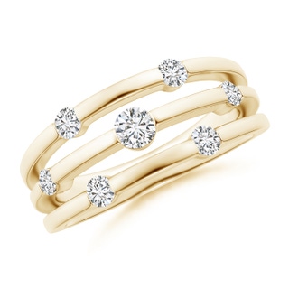 3.3mm HSI2 Triple Row Dotted Diamond Orbit Ring in Yellow Gold