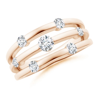 3.7mm GVS2 Triple Row Dotted Diamond Orbit Ring in Rose Gold