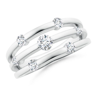 3.7mm GVS2 Triple Row Dotted Diamond Orbit Ring in White Gold