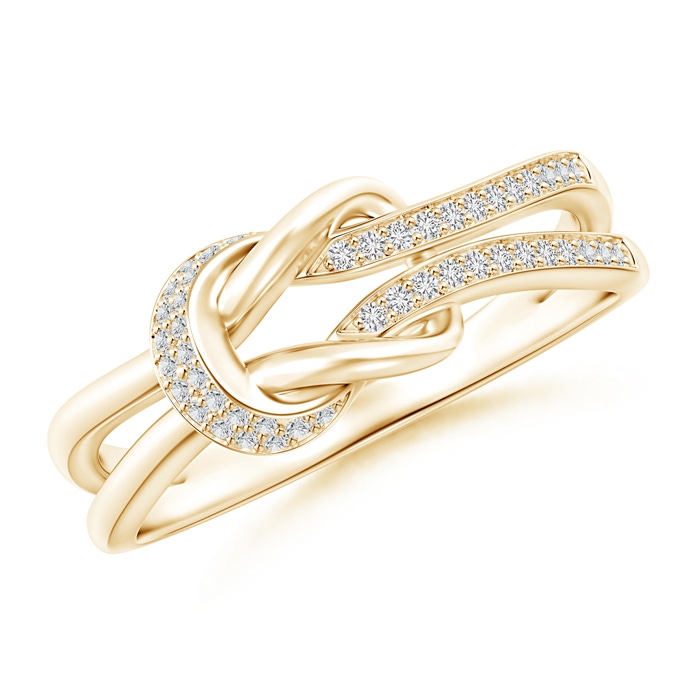 0.9mm HSI2 Pavé-Set Diamond Split Infinity Knot Ring in Yellow Gold 