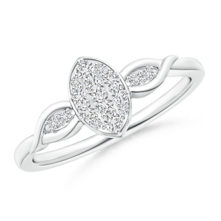 1.7mm HSI2 Round Diamond Marquise Clustre Ring with Leaf-Motifs in White Gold