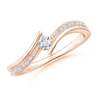 3mm GVS2 Solitaire Diamond Twin Shank Bypass Ring in 9K Rose Gold