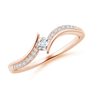 3mm GVS2 Solitaire Diamond Twin Shank Bypass Ring in Rose Gold