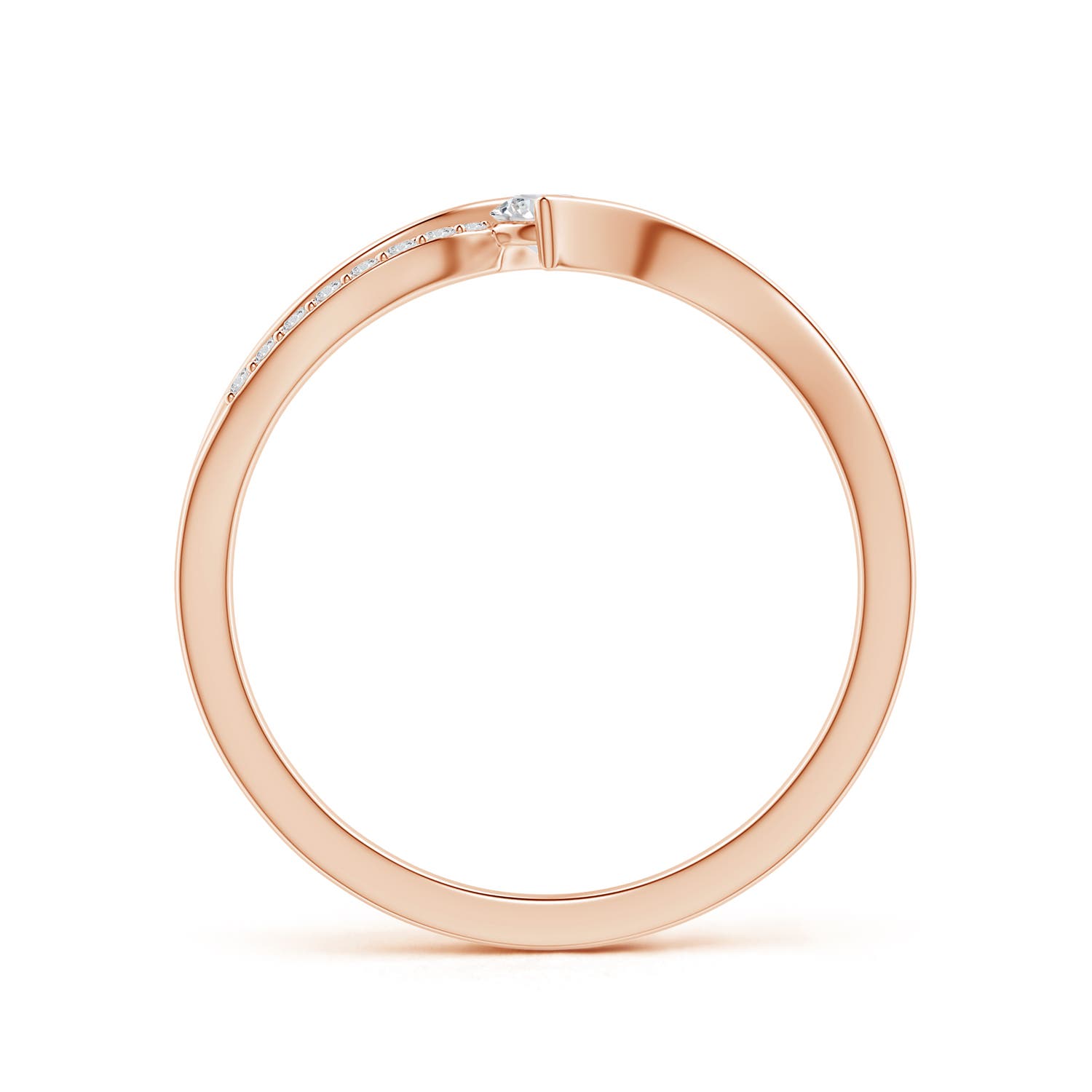 3mm HSI2 Solitaire Diamond Twin Shank Bypass Ring in 18K Rose Gold