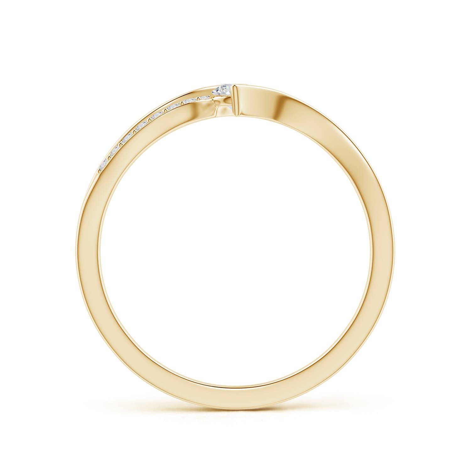 3mm HSI2 Solitaire Diamond Twin Shank Bypass Ring in 18K Yellow Gold