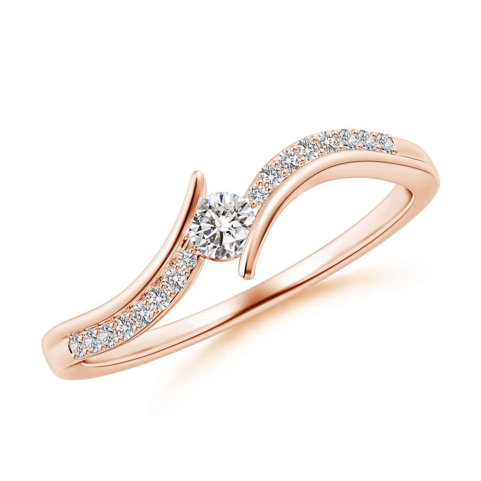 3mm IJI1I2 Solitaire Diamond Twin Shank Bypass Ring in Rose Gold 