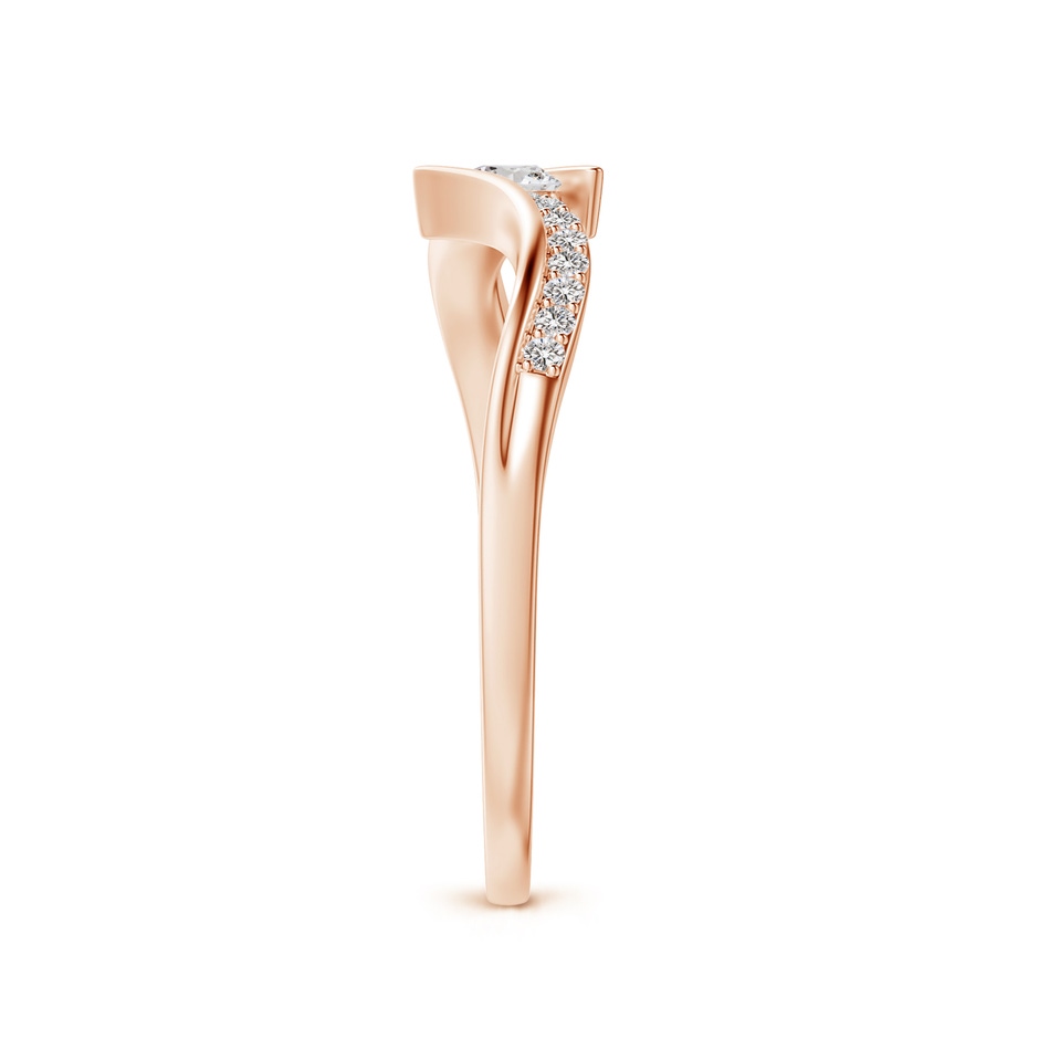 3mm IJI1I2 Solitaire Diamond Twin Shank Bypass Ring in Rose Gold side 299