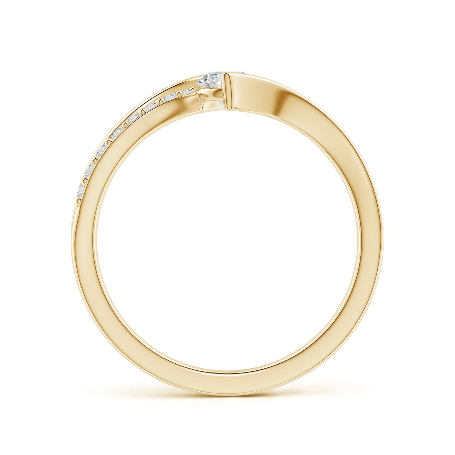 4.3mm HSI2 Solitaire Diamond Twin Shank Bypass Ring in 18K Yellow Gold