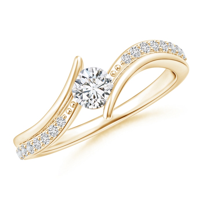 4.3mm HSI2 Solitaire Diamond Twin Shank Bypass Ring in 9K Yellow Gold