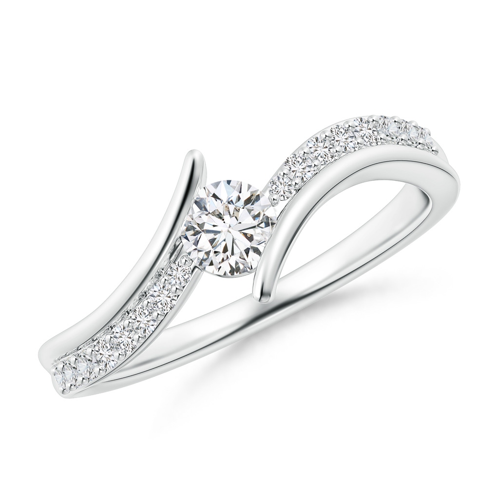 4.3mm HSI2 Solitaire Diamond Twin Shank Bypass Ring in White Gold
