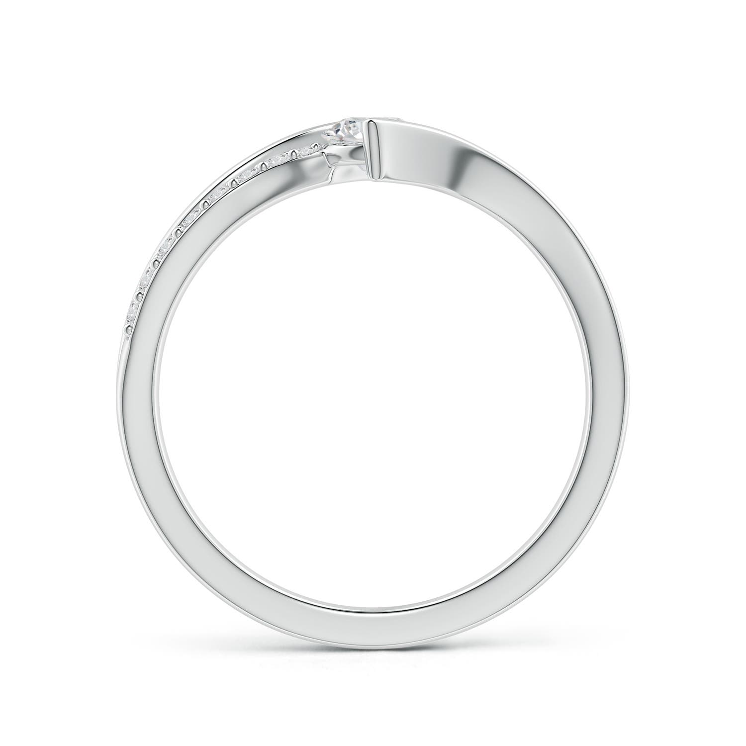 4.3mm HSI2 Solitaire Diamond Twin Shank Bypass Ring in White Gold - side 2