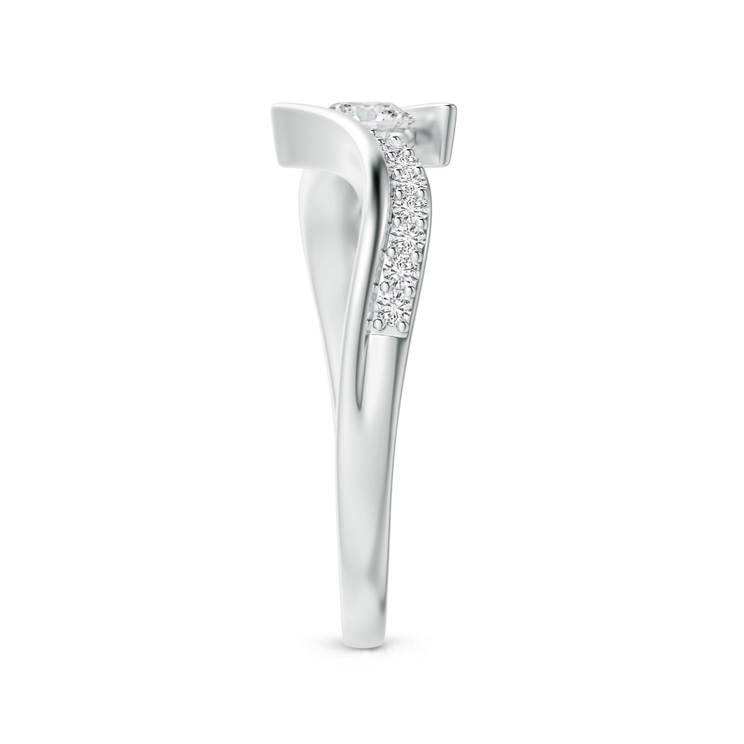 4.3mm HSI2 Solitaire Diamond Twin Shank Bypass Ring in White Gold - side 3