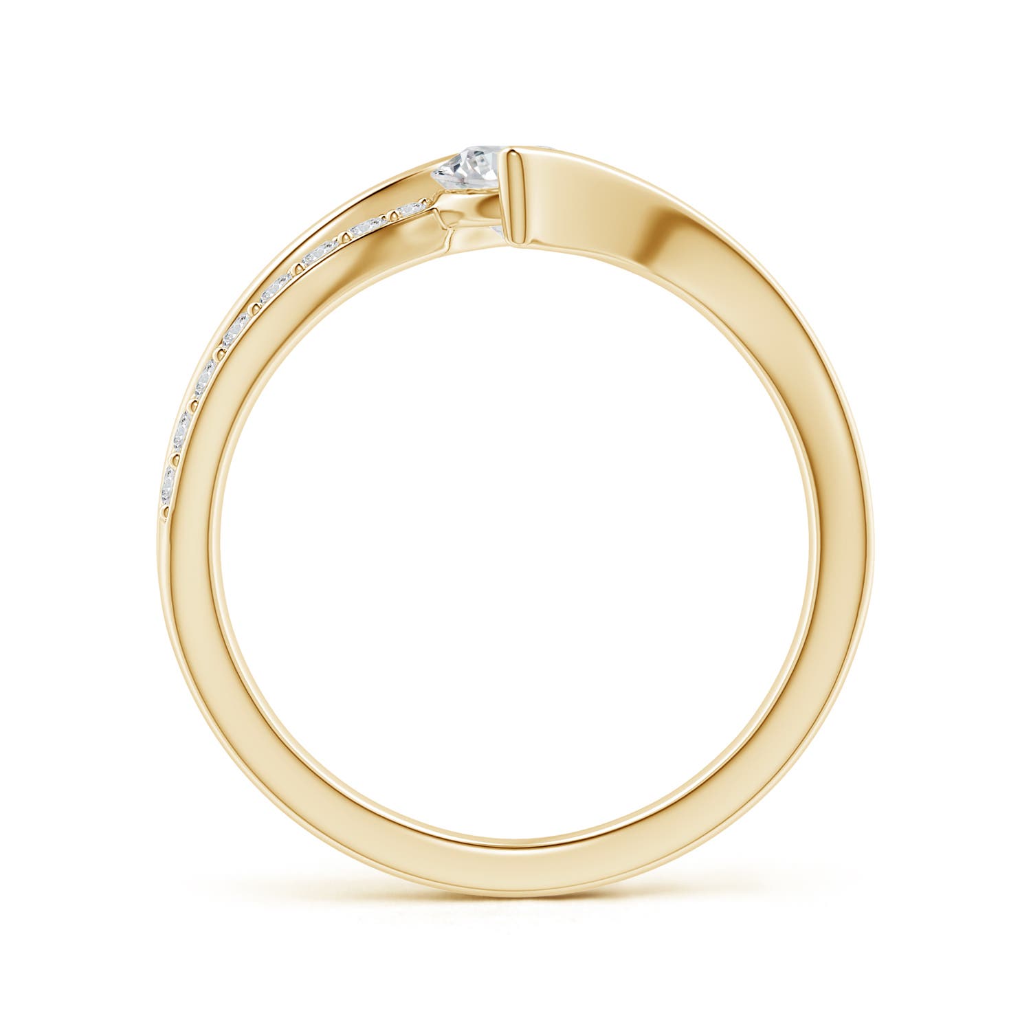 5.1mm HSI2 Solitaire Diamond Twin Shank Bypass Ring in 18K Yellow Gold