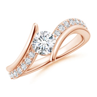 5.6mm GVS2 Solitaire Diamond Twin Shank Bypass Ring in Rose Gold