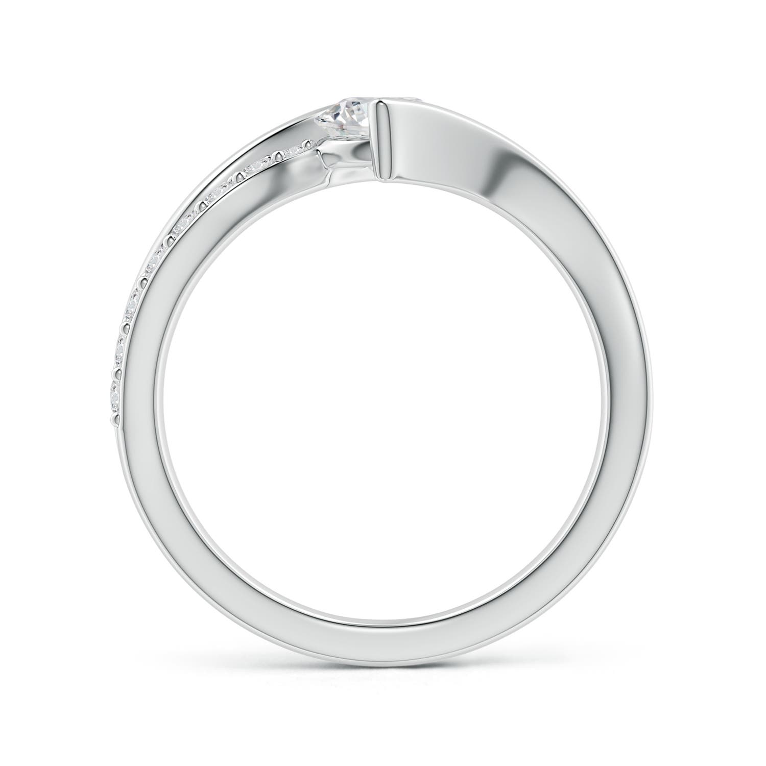 5.6mm HSI2 Solitaire Diamond Twin Shank Bypass Ring in White Gold