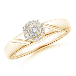 1.7mm GVS2 Double Halo Diamond Clustre Engagement Ring in Yellow Gold