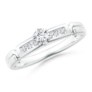 3.8mm GVS2 Incised Channel-Set Diamond Solitaire Engagement Ring in White Gold