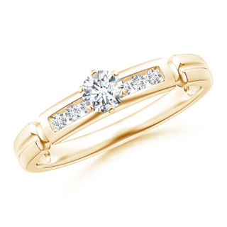 3.8mm GVS2 Incised Channel-Set Diamond Solitaire Engagement Ring in Yellow Gold