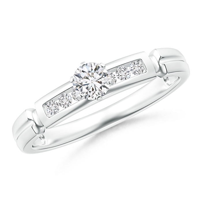 3.8mm HSI2 Incised Channel-Set Diamond Solitaire Engagement Ring in White Gold