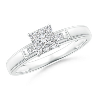 2.4mm HSI2 Step-Edged Diamond Square Clustre Engagement Ring in P950 Platinum