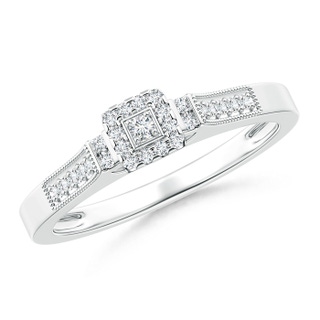 1.6mm GVS2 Milgrain-Edged Diamond Square Halo Engagement Ring in P950 Platinum