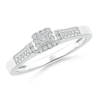 1.6mm HSI2 Milgrain-Edged Diamond Square Halo Engagement Ring in P950 Platinum