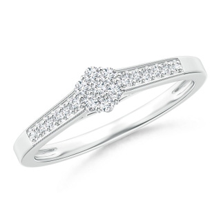 1.5mm GVS2 Milgrain-Edged Pavé Diamond Flower Engagement Ring in P950 Platinum